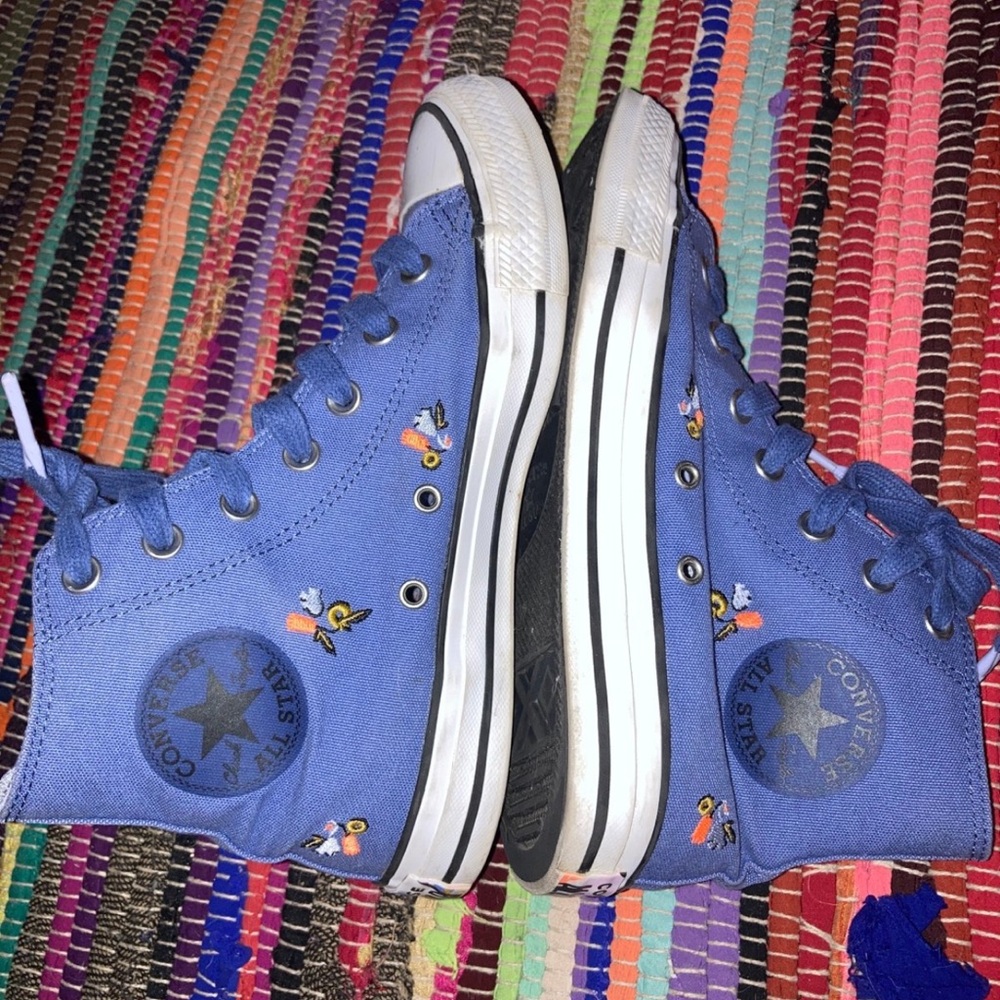 Converse Blue High-Top Sneakers with Embroidery